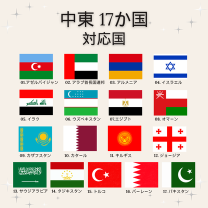 周遊：中東 17か国 eSIM