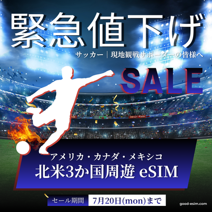 アメリカ・カナダ・メキシコ3か国周遊eSIM　SALE